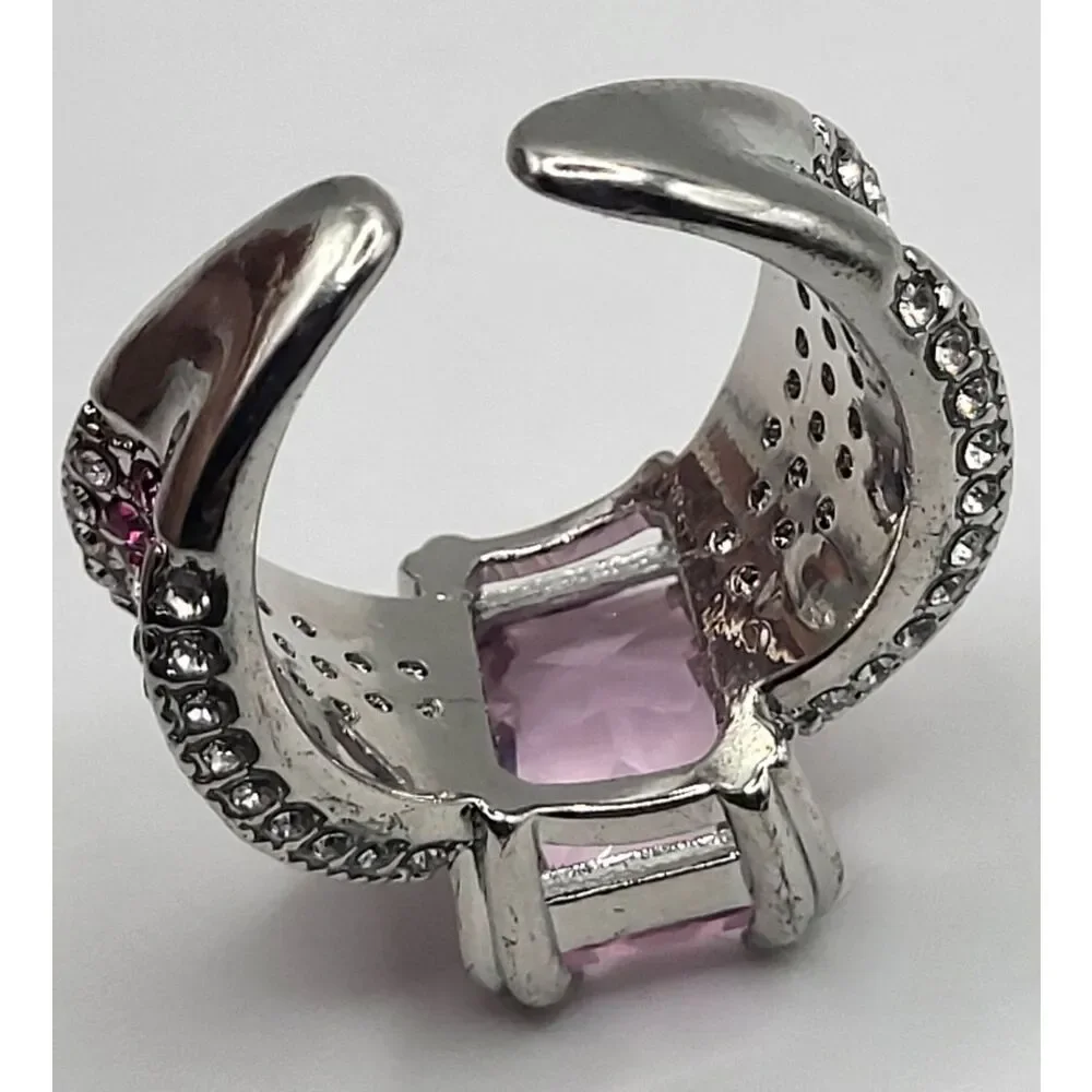 Chunky Estate Pink Diamond Ring Womens Engagement Ring Size 9